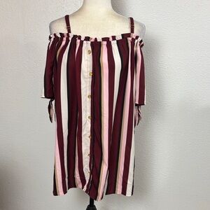 1522  New Glory Striped Off-Shoulder Top. SzXL
